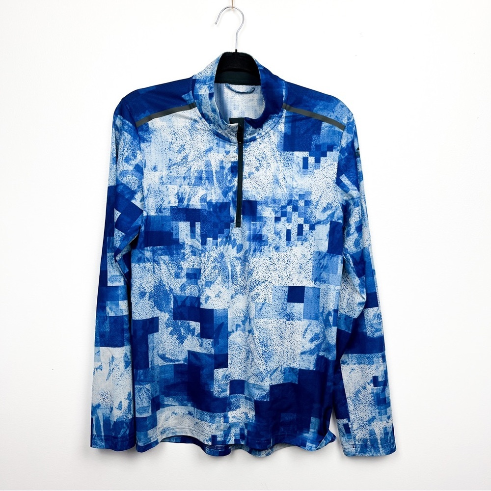 Adidas Long Sleeve Athletic Top With Blue Pattern